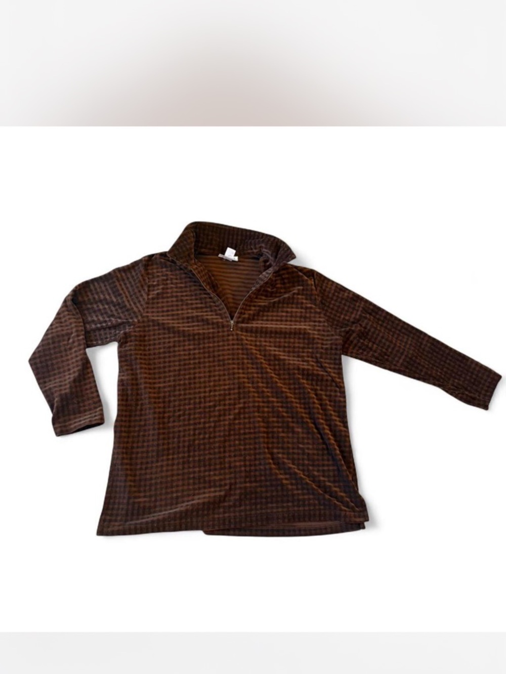 Diane Von Furstenberg Brown Houndstooth Velvet Quarter-Zip Jacket
